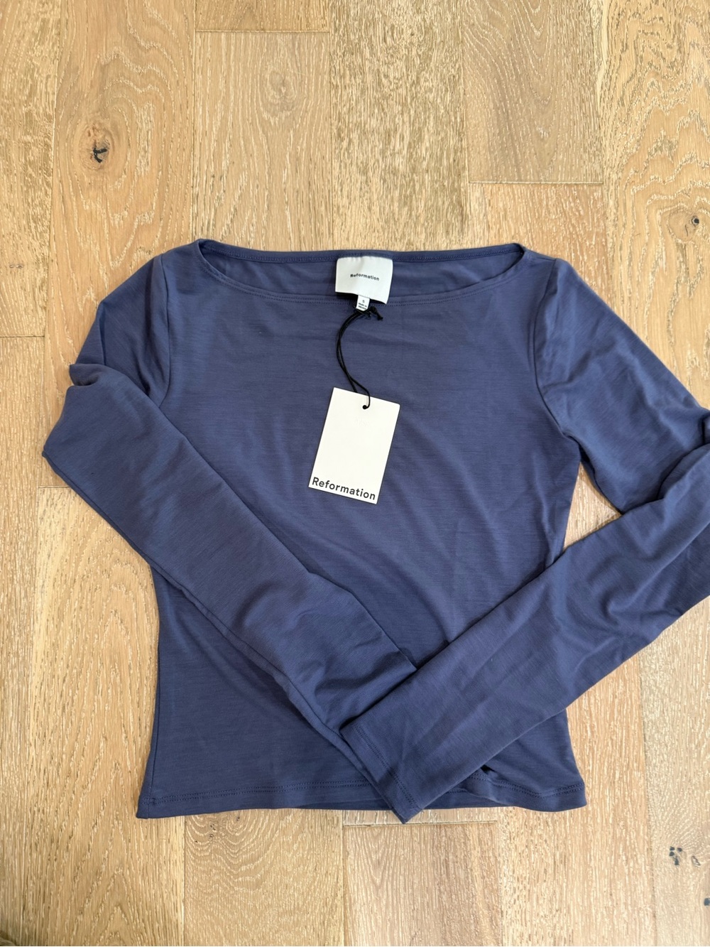 Reformation Navy Long-Sleeve Boatneck Top NWT size s
